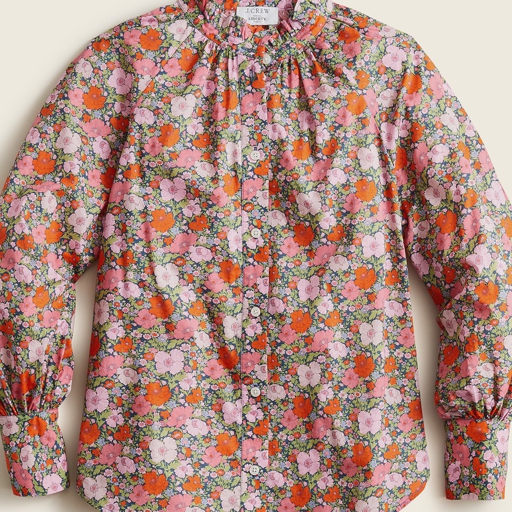 J.Crew Ruffleneck organic cotton top in Liberty® Meadow Song fabric Size 2